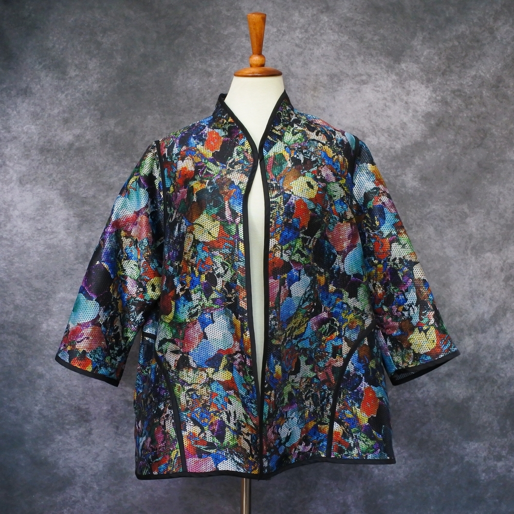 Caroline Rose Colorful Rainbow Abstract Print Jacket Size XL